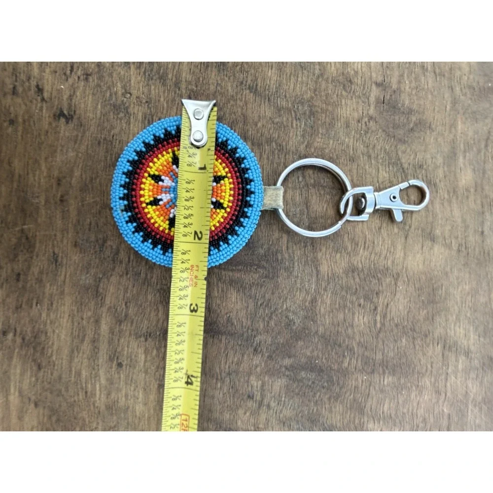 Shoshone-Bannock Beaded Leather Keychain Fort Hall Idaho Native American
